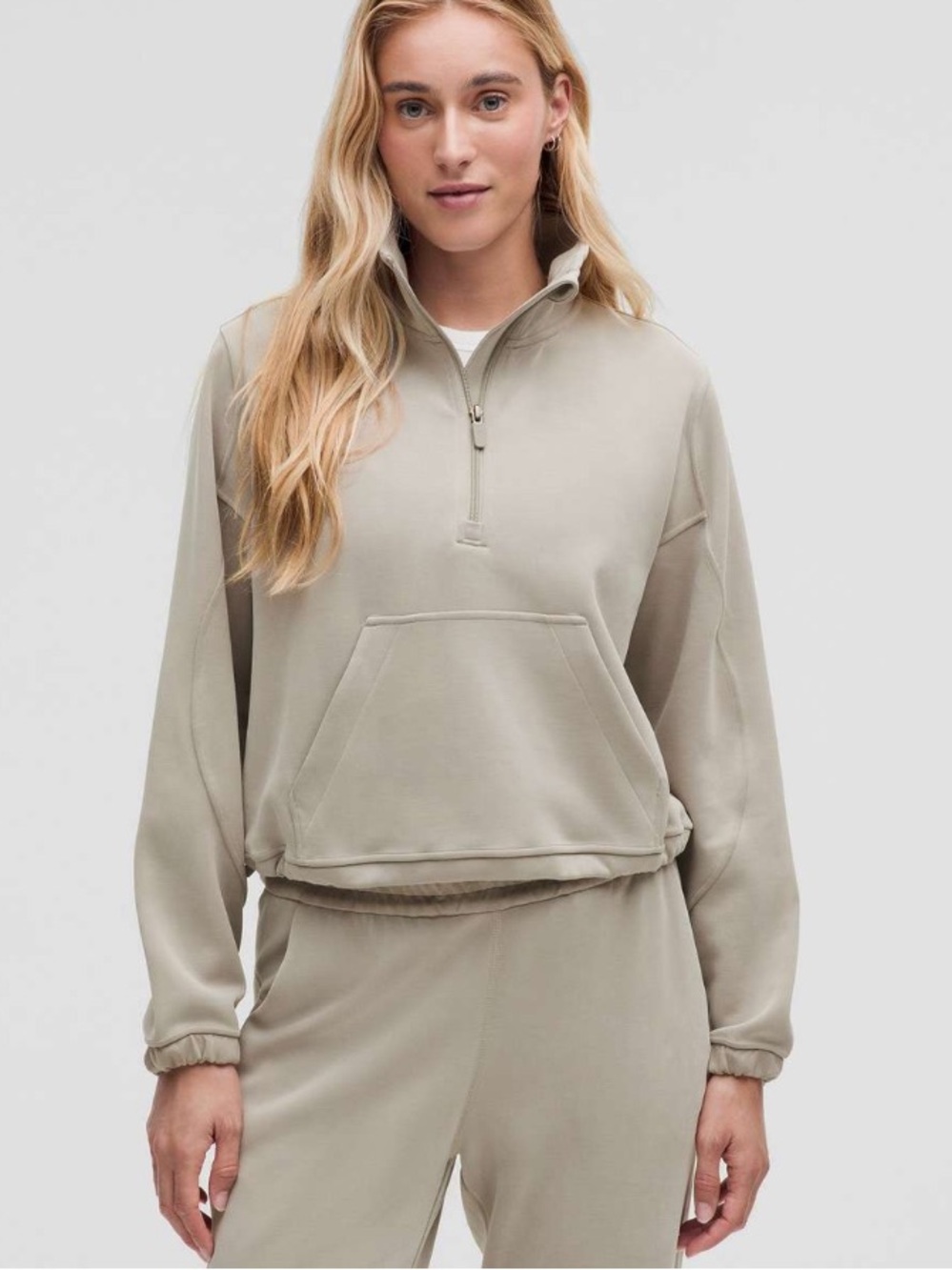 Lululemon Brushed Softstreme Half Zip Size 10 - Riverstone